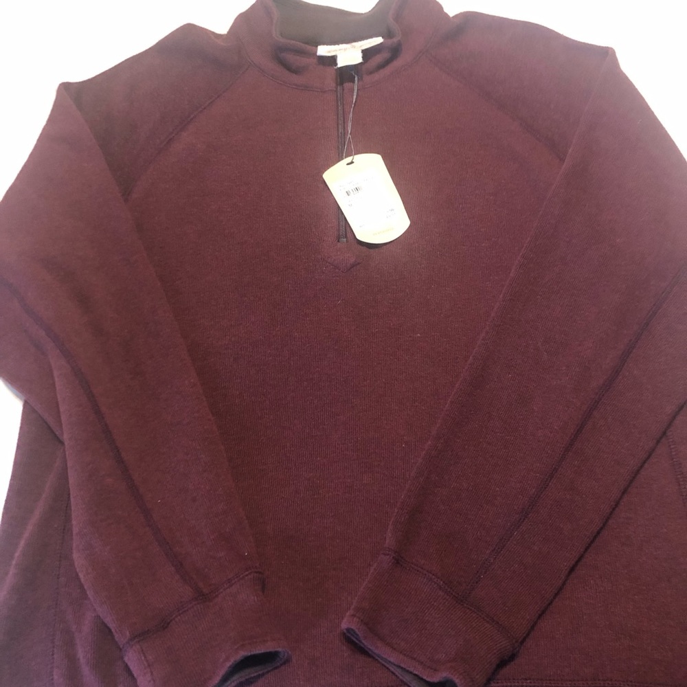 Men’sTommy Bahama Reversible three quarter zip sweater,Medium,Burgundy and Brown